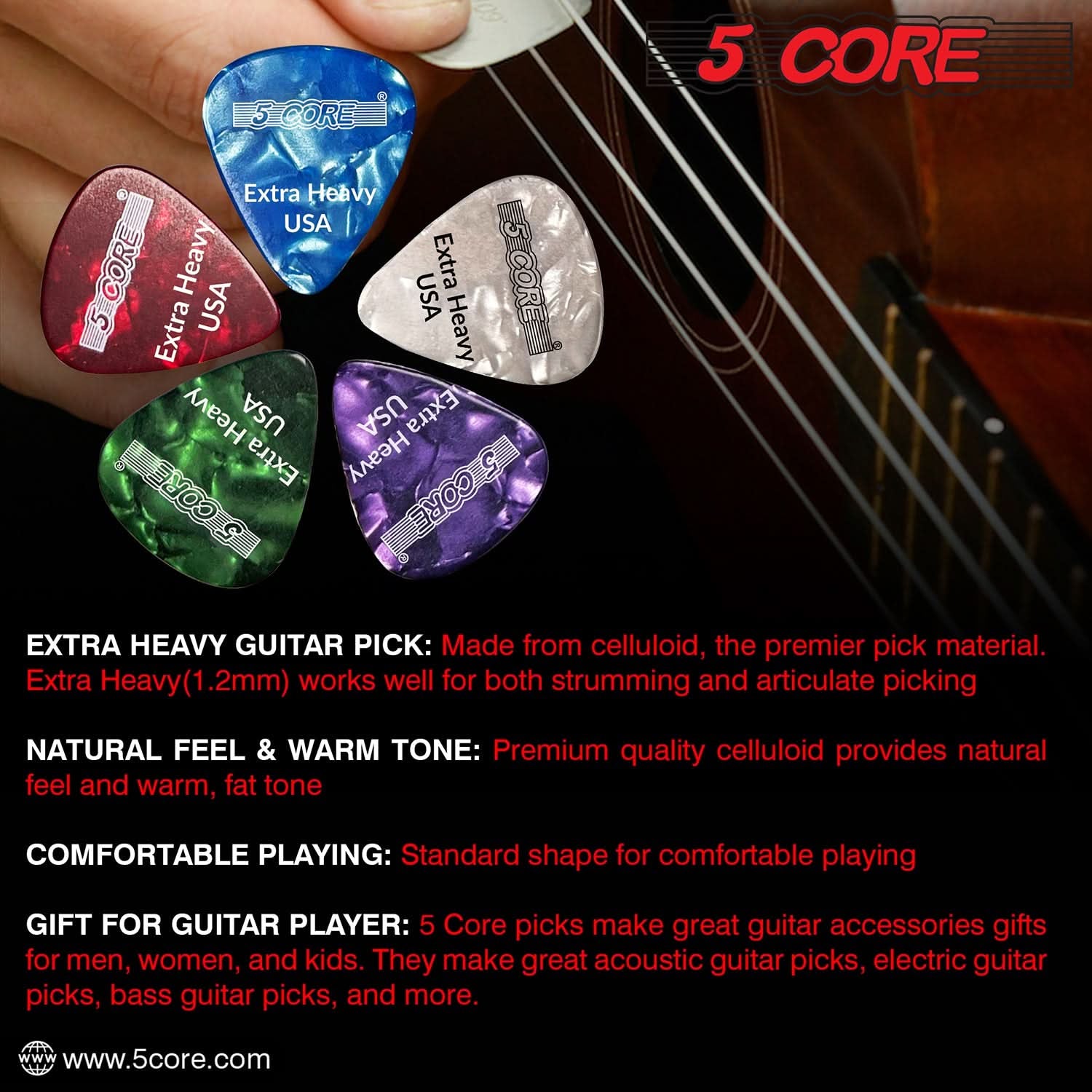 5 Core guitar picks (white)