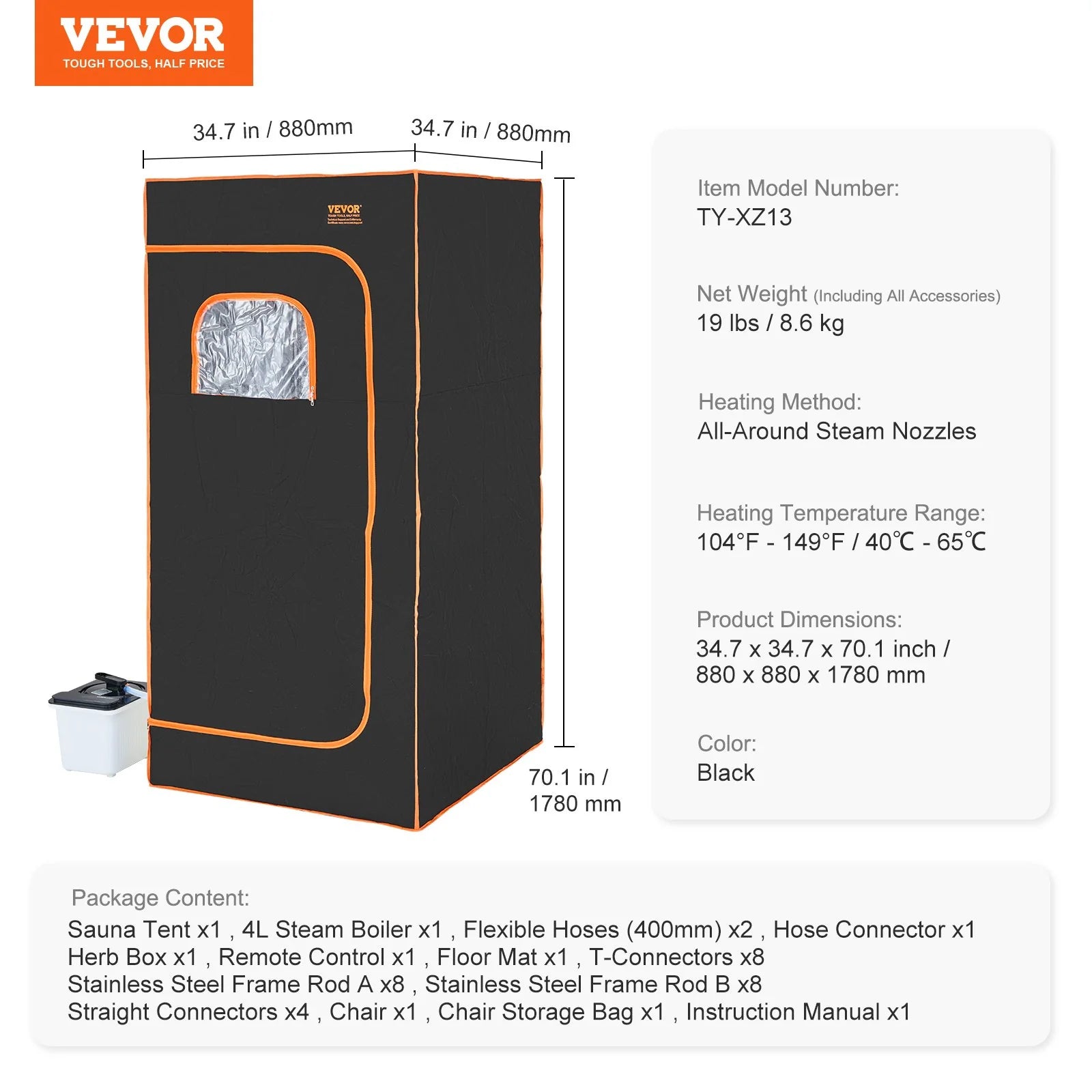 VEVOR Portable Steam Sauna (Full size tent)